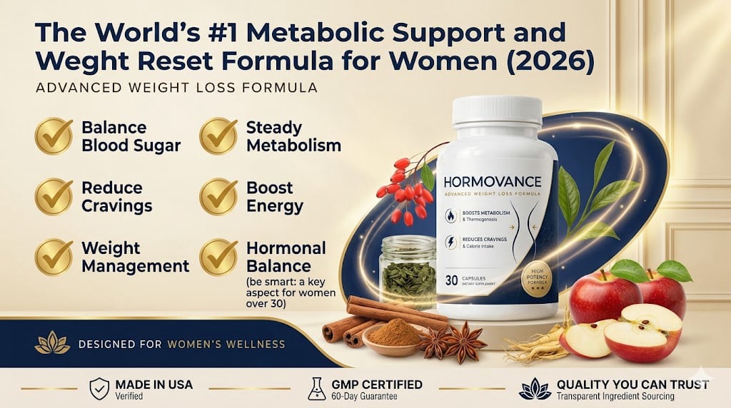 Hormovance weight reset supplement infographic detailing benefits alongside natural ingredients.